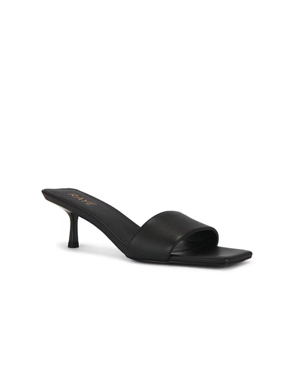 RAYE Black Slip-On Square Toe Kitten Heel Mule